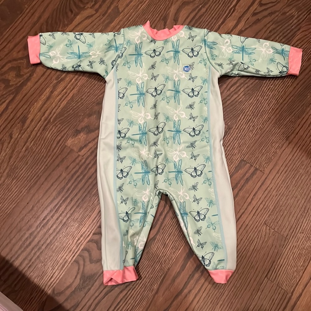 Splash About Warm In One Baby Wetsuit Swimsuit Green Dragonflies XL UPF 50+